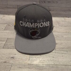 Miami Heat Hat Baseball Cap 2012 NBA‎ Champion Adidas Adjustable Snapback Gray